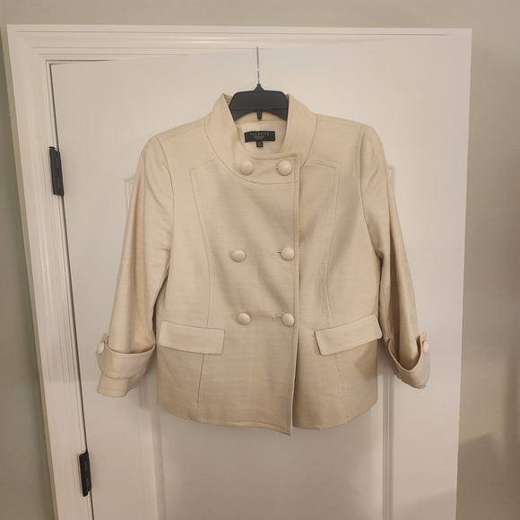 Talbots Jackets & Blazers - Talbots Cream Woven Tweed Jacket, 10P